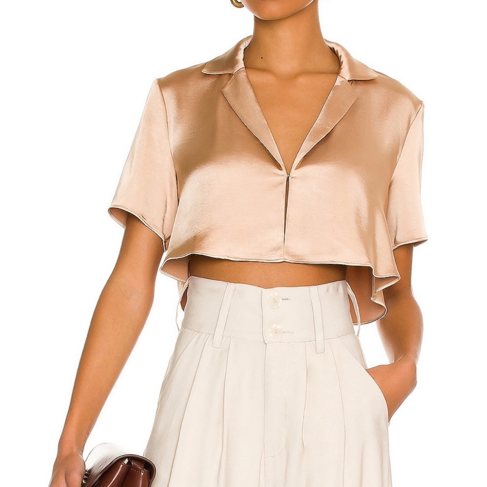 Satin Crop Top in Champagne
